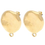 Pendientes redondos irregulares martillados 17,5 mm - Dorado con oro fino x2