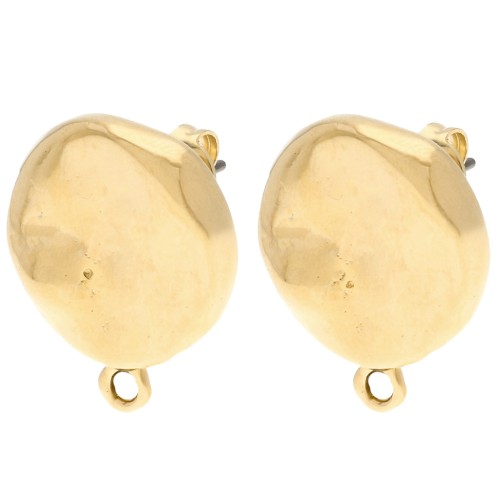 Pendientes redondos irregulares martillados 17,5 mm - Dorado con oro fino x2