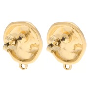 Pendientes redondos irregulares martillados 17,5 mm - Dorado con oro fino x2