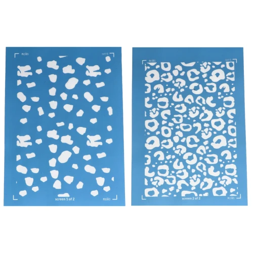 2 Moiko Silk Screens apilables para arcilla polimérica 74x105 mm - Motivo leopardo