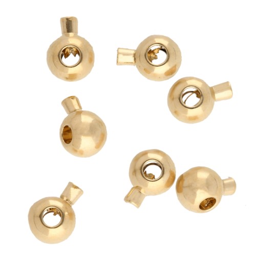 Perlas redondas aplastables 3 mm - 2 en 1 - Chapado en oro x25