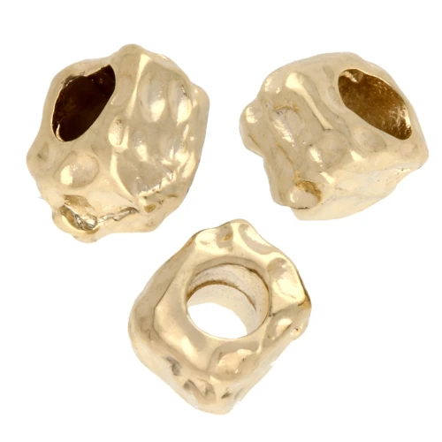 Cuentas cuadradas irregulares martilladas 4 mm - Doradas con oro fino x15