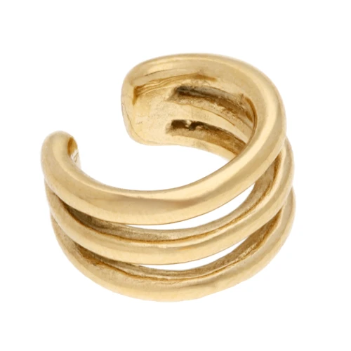 Ear cuff - Bague d'oreille large tripleneaux 12 mm - Acero inoxidable 304 Gold
