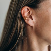Ear cuff - Bague d'oreille large tripleneaux 12 mm - Acero inoxidable 304 Gold