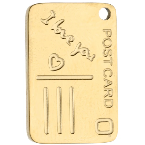Colgante postal 18x12 mm - Acero inoxidable 304 dorado x1