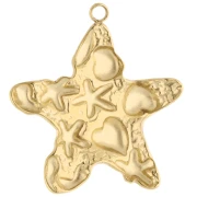 Colgante estrella de mar 28x26 mm con motivo de concha - Acero inoxidable 304 Oro x1