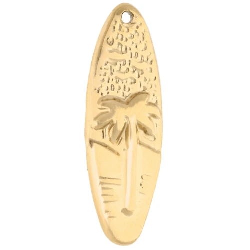 Colgante tabla de surf 31x10 mm - motivo puesta de sol - Acero inoxidable 304 Oro x1
