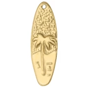 Colgante tabla de surf 31x10 mm - motivo puesta de sol - Acero inoxidable 304 Oro x1