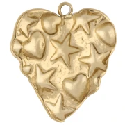 Colgante corazón 22x21,5 mm - motivo marino en relieve - acero inoxidable 304 Oro x1