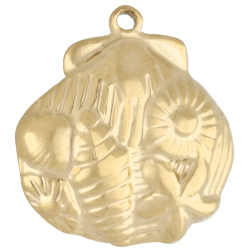 Colgante concha 21x20 mm motivo marino en relieve - Acero inoxidable 304 Oro x1