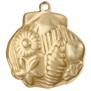 Colgante concha 21x20 mm motivo marino en relieve - Acero inoxidable 304 Oro x1