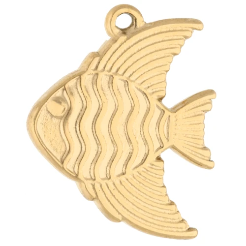 Amuleto de pez 19x16 mm - Acero inoxidable 304 dorado x1