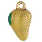 Charm de mango 15x8,5 mm en resina epoxi - Acero inoxidable 304 Oro - Amarillo x1