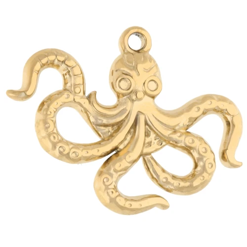 Colgante pulpo 21x28 mm - Acero inoxidable 304 Oro x1