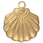 Colgante de concha de 18x16 mm con resina epoxi - Acero inoxidable dorado 304 - Azul - Rosa