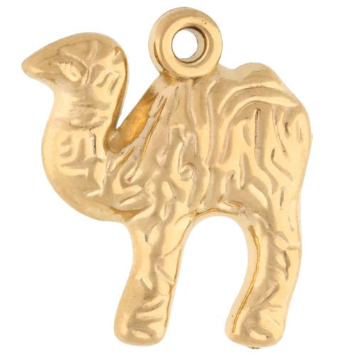 Charm dromedario trabajado 17x15 mm - Acero inoxidable 304 Oro x1