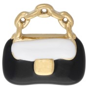 Colgante monedero 12 mm resina epoxi - acero inoxidable 304 oro - Blanco - Negro x1|raw }}