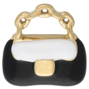 Colgante monedero 12 mm resina epoxi - acero inoxidable 304 oro - Blanco - Negro x1