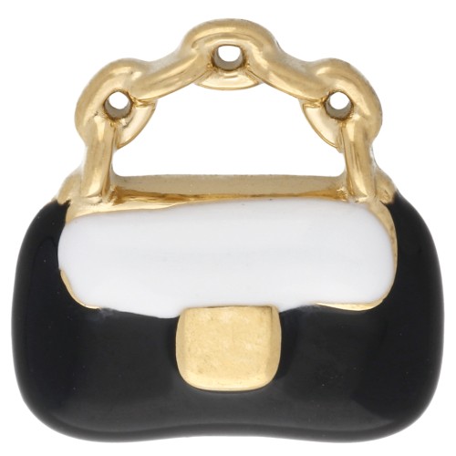 Colgante monedero 12 mm resina epoxi - acero inoxidable 304 oro - Blanco - Negro x1