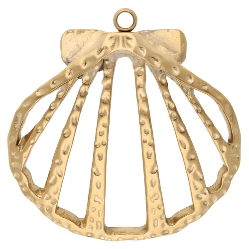 Colgante martillado de concha calada 29x28 mm - Acero inoxidable 304 Oro x1
