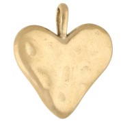 Amuleto Corazón Martillado 19.5x17.5 mm - Acero Inoxidable Oro 304 x1|raw }}