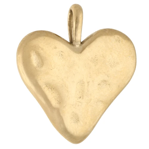 Amuleto Corazón Martillado 19.5x17.5 mm - Acero Inoxidable Oro 304 x1