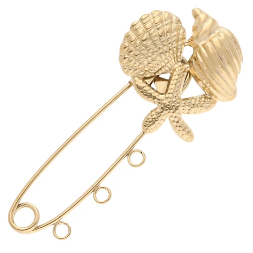 Imperdible de 45 mm con conchas - 3 anillas - Acero inoxidable 304 Gold