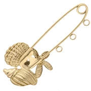 Imperdible de 45 mm con conchas - 3 anillas - Acero inoxidable 304 Gold