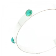 Pulsera jonc latón con 5 engastes para cabochones redondos 8 mm plateado x1