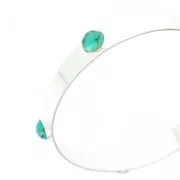 Pulsera jonc latón con 5 engastes para cabochones redondos 8 mm plateado x1