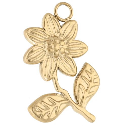 Colgante flor 24x16 mm - Acero inoxidable 304 Oro x1