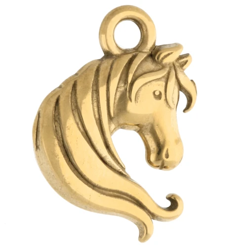 Colgante cabeza de caballo 14x12 mm - Acero inoxidable 304 Oro x1