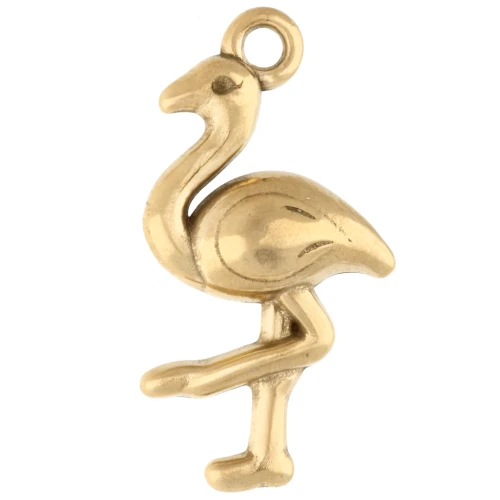 19x10 mm Pink Flamingo Charm - Acero inoxidable dorado 304 x1