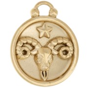 Colgante redondo reversible 17 mm signo zodiacal Aries - acero inoxidable 304 oro x1