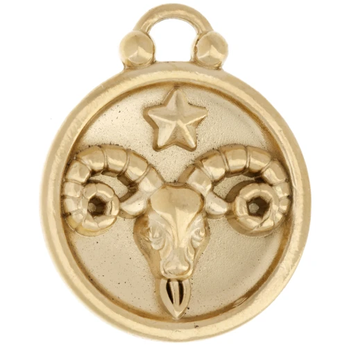 Colgante redondo reversible 17 mm signo zodiacal Aries - acero inoxidable 304 oro x1