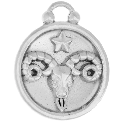 Colgante redondo reversible 17 mm signo zodiacal Aries - acero inoxidable 304 x1