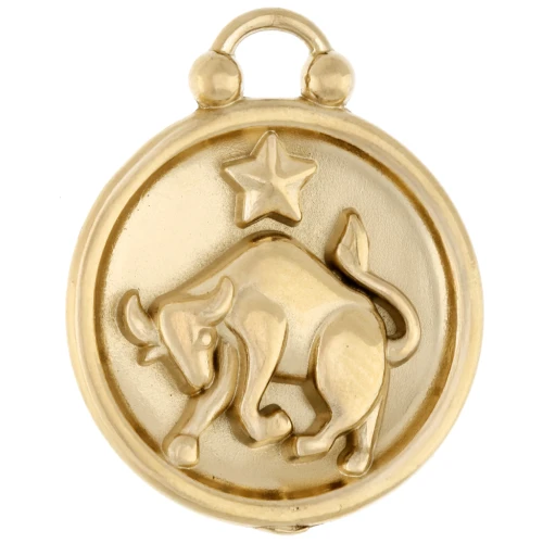Colgante redondo reversible 17 mm signo zodiacal Tauro - Acero inoxidable 304 Oro x1