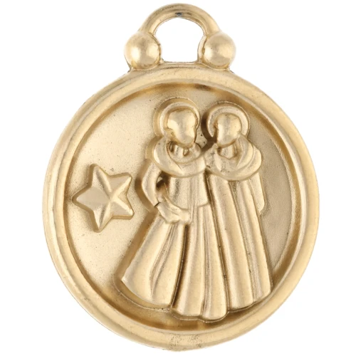 Colgante redondo reversible 17 mm signo zodiacal Géminis - Acero inoxidable 304 Oro x1