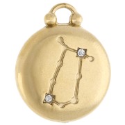 Colgante redondo reversible 17 mm signo zodiacal Géminis - Acero inoxidable 304 Oro x1