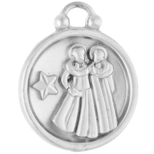 Colgante redondo reversible 17 mm signo zodiacal Géminis - acero inoxidable 304 x1