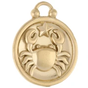 Colgante redondo reversible 17 mm Signo del zodiaco Cáncer - Acero inoxidable 304 Oro x1