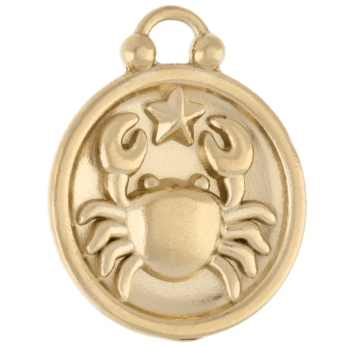 Colgante redondo reversible 17 mm Signo del zodiaco Cáncer - Acero inoxidable 304 Oro x1