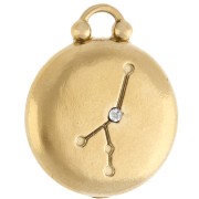 Colgante redondo reversible 17 mm Signo del zodiaco Cáncer - Acero inoxidable 304 Oro x1