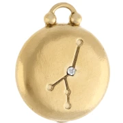 Colgante redondo reversible 17 mm Signo del zodiaco Cáncer - Acero inoxidable 304 Oro x1