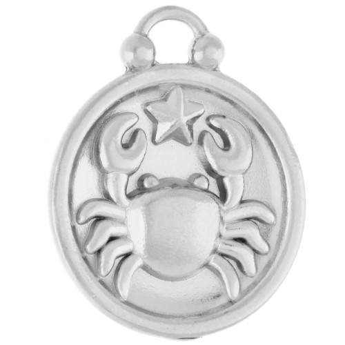 Colgante redondo reversible 17 mm Signo zodiacal de Cáncer - Acero inoxidable 304 x1