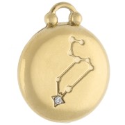 Colgante redondo reversible 17 mm signo del zodiaco Leo - Acero inoxidable 304 Oro x1