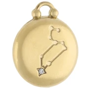 Colgante redondo reversible 17 mm signo del zodiaco Leo - Acero inoxidable 304 Oro x1