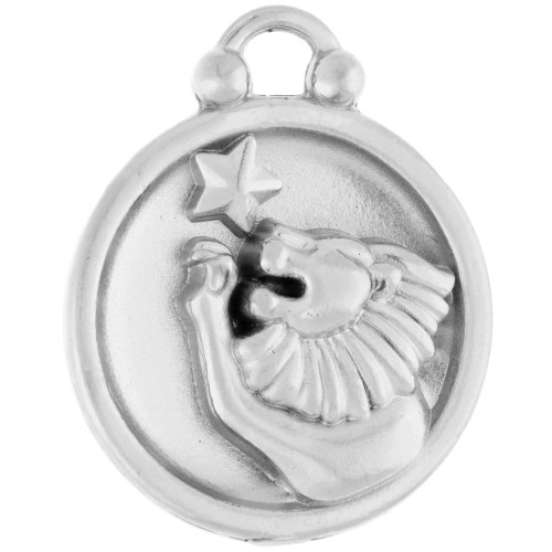 Colgante redondo reversible 17 mm signo del zodiaco Leo - acero inoxidable 304 x1
