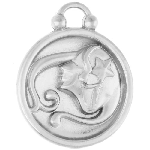 Colgante redondo reversible 17 mm signo zodiacal Virgo - acero inoxidable 304 x1