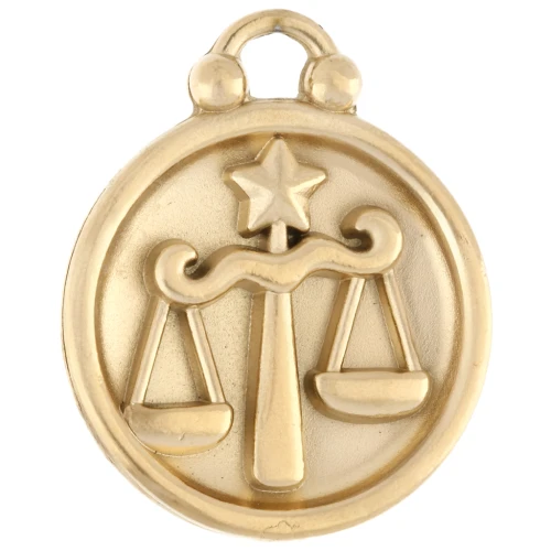Colgante redondo reversible 17 mm signo zodiacal Libra - Acero inoxidable 304 Oro x1